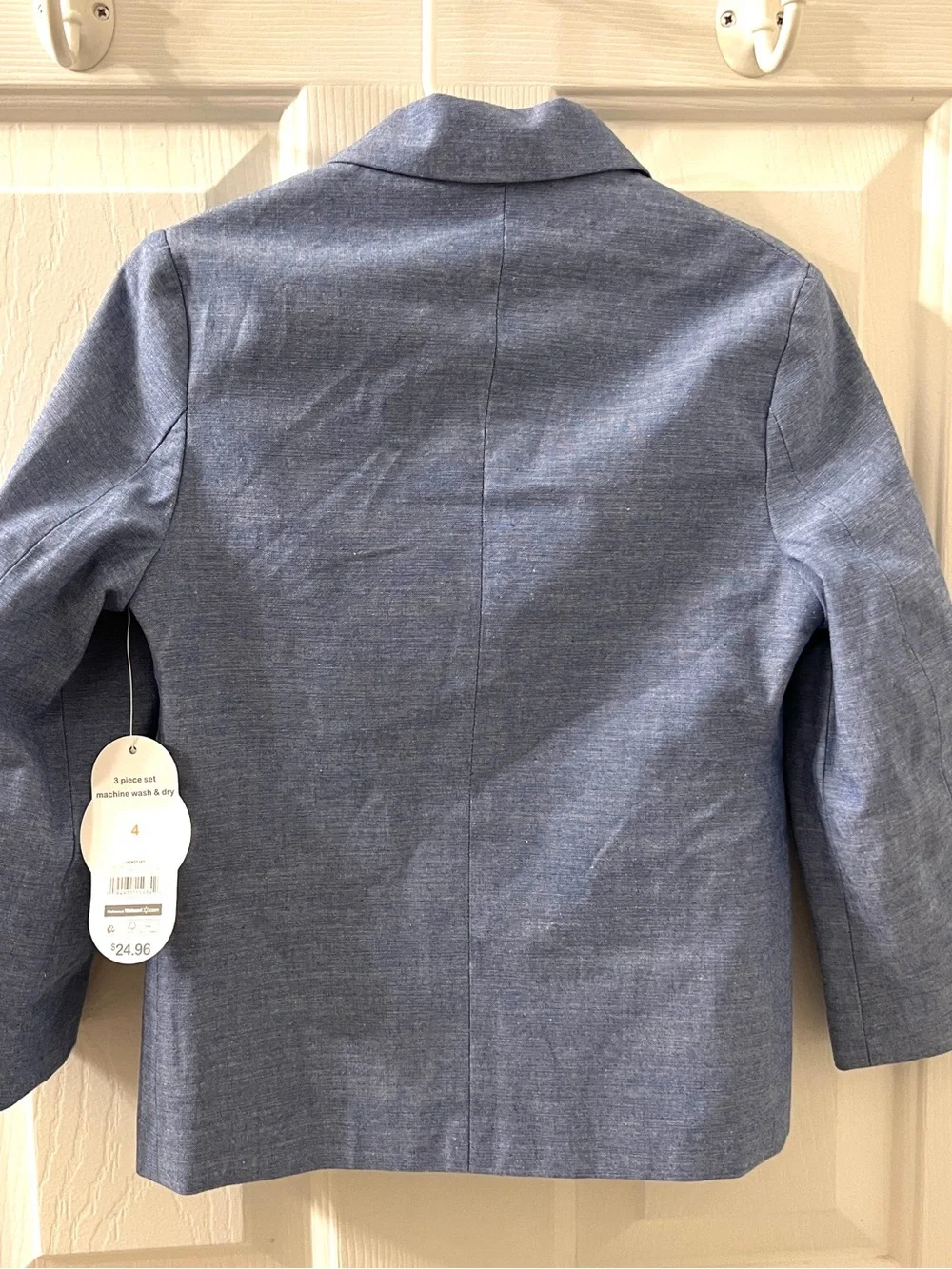 Wonder Nation Boys Blue Chambray Cotton Blend Blazer Jacket Sz 4 New w/tag